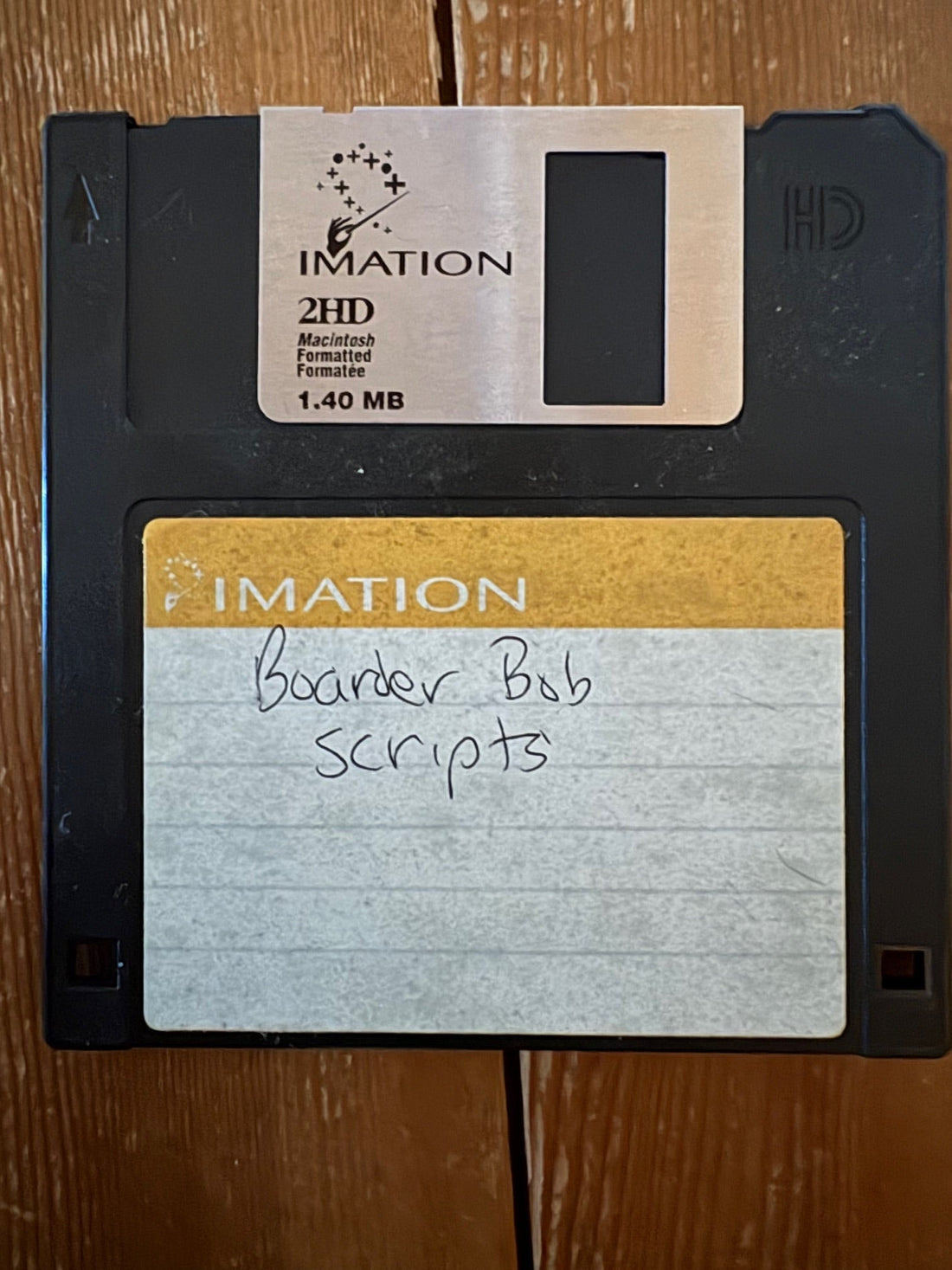 Boarder Bob original scripts saved on 3.5 inch floppy disk from mid 1990s Whistler snowboarding comic